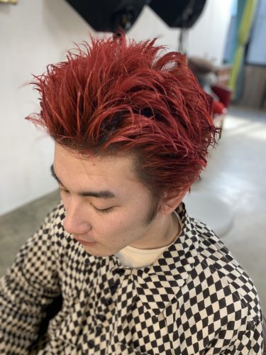 メンズスタイル パンク 赤髪 熊本市上通り並木坂の美容室 Behind The Curtain